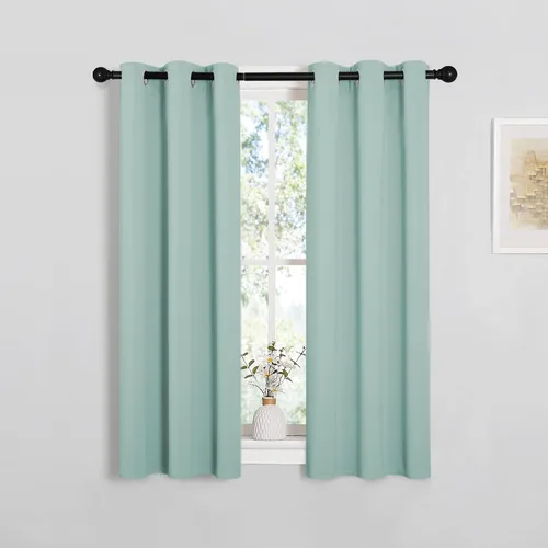 NICETOWN Cortinas opacas con aislamiento térmico, color azul aguamarina, juego de 2, 29 x 40 pulgadas de largo, para tratamiento de ventana, con