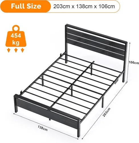 Miniatura 2 de VINGLI Base de cama de plataforma completa con espacio de almacenamiento debajo de la cama de 12 pulgadas, cabecero y estribo LED RGB, 2 puertos