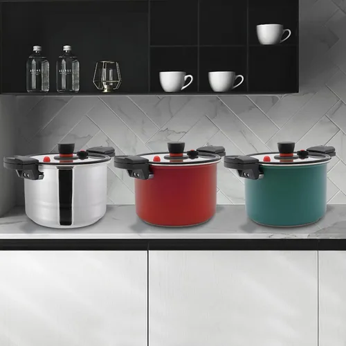 Miniatura 7 de Olla a presión de acero inoxidable de 7.4 cuartos de galón, olla a presión con tapa de vidrio de operación con una sola mano, olla de presión de 60