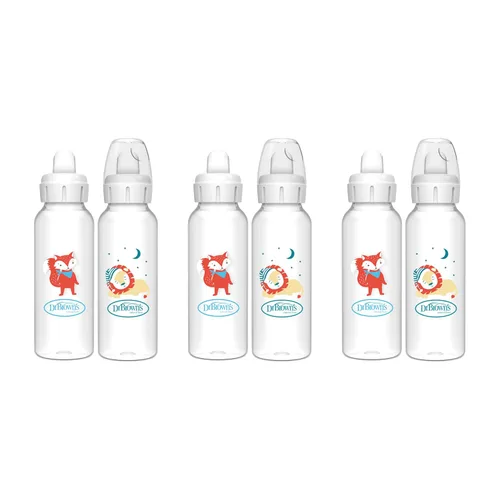 Miniatura 10 de Dr. Brown's Milestones - Botella estrecha para sorber con pico blando 100% de silicona, 8 onzas/250mL, a partir de 6 meses, Fox & Lion, paquete de 2