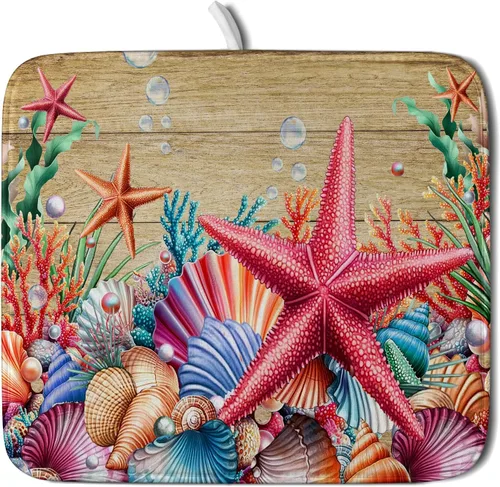 Miniatura 52 de Tapete de secado de platos de cabaña rústica, tapete escurridor de vida silvestre de oso del bosque, alce, 18 x 24 pulgadas, almohadilla escurridor