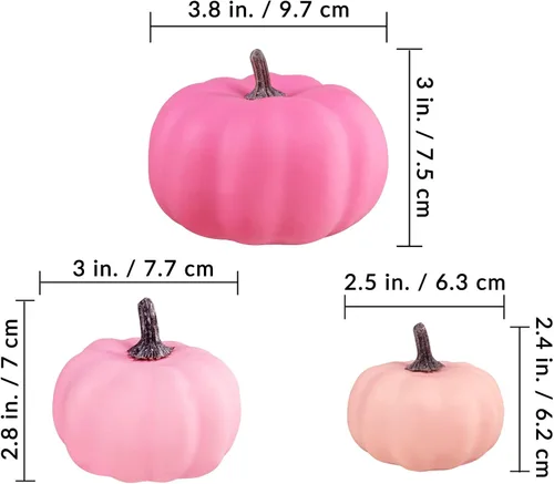 Miniatura 3 de 12 calabazas artificiales de otoño pequeñas, calabazas artificiales de color rosa sintético, calabazas decorativas de espuma para regalos, bodas