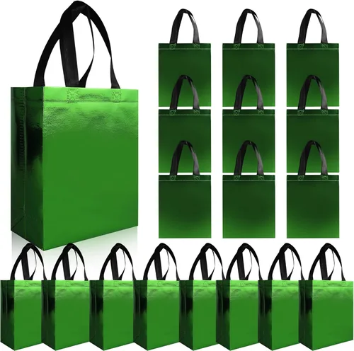 Miniatura 13 de cabzymx 18 bolsas de regalo pequeñas azul brillante, 8 x 3.9 x 9.8 pulgadas, bolsa de regalo reutilizable a granel con base resistente, bolsas