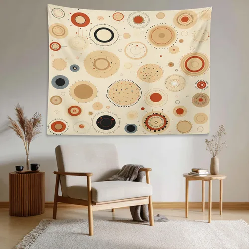 Miniatura 3 de Shrahala Circles Tapestry, Abstract Art With Various Circles Wall Hanging Hd Print Polyester Backdrop For Dorm Room Bedroom 30 X 40 In