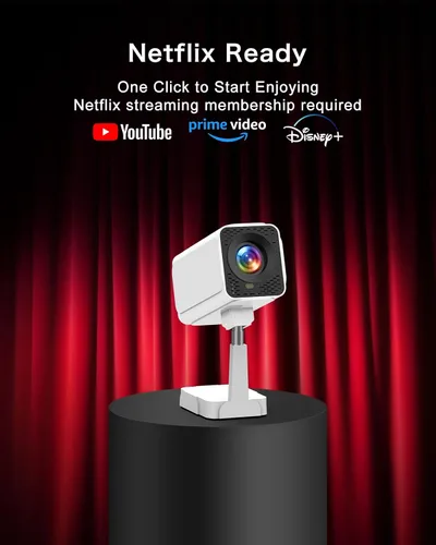 Miniatura 2 de 【Licencia de Netflix e integrado】Proyector inteligente WiFi PANSEBA con soporte telescópico, 4K compatible con 300 pulgadas HD proyector de Blanco