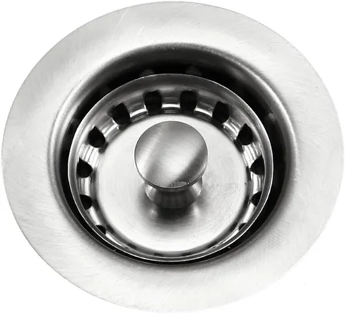 Houzer 190-4200 - Colador de cesta de fregadero de cocina de acero inoxidable de 2-1/2 pulgadas, tapón duradero para fregadero de cocina de metal,
