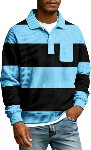 Miniatura 14 de Camisas de manga larga con botones a cuadros para hombre, con cuello de manga larga, estilo casual, elegante, a cuadros 2- amarillo