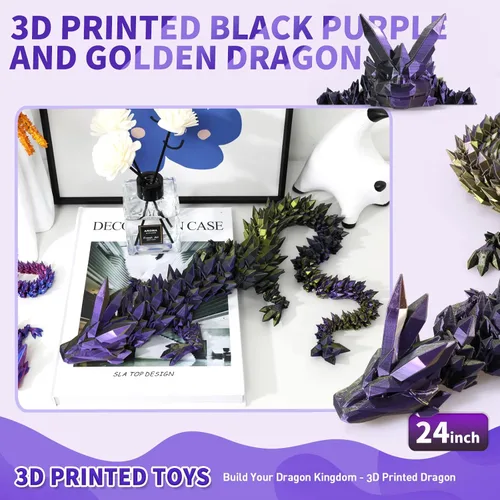 Miniatura 8 de meturebear Dragón Grande Impreso en 3D, Juguetes de Dragón 3D de 24 Pulgadas, Juguetes de Animales de Cristal Fidget Más Grandes, Animales