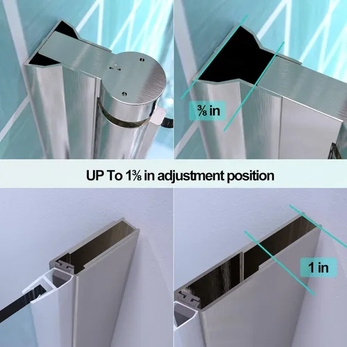 Miniatura 7 de ExBrite Puerta de ducha de vidrio plegable sin marco de 32-33.5 pulgadas de ancho x 72 pulgadas de alto, panel de ducha plegable de vidrio cepillado