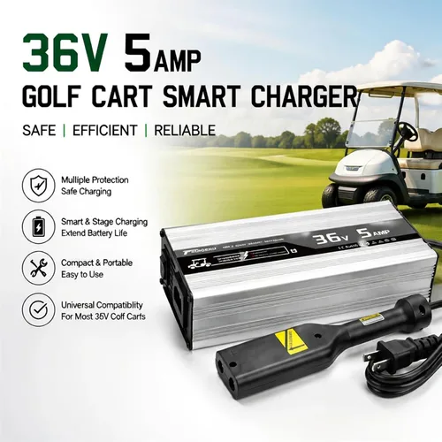 Miniatura 2 de Cargador de batería de carrito de golf de 36V 5A para EZGO TXT, cargador inteligente durante la noche con apagado automático, cargador compacto