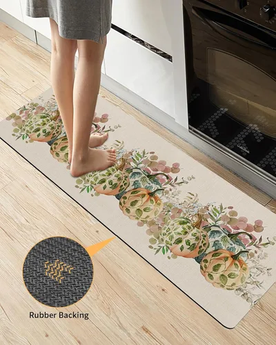 Miniatura 4 de Tapete de baño antideslizante con hojas y calabazas, de secado rápido y absorbente, de tierra de diatomeas, para fregadero de cocina, lavable