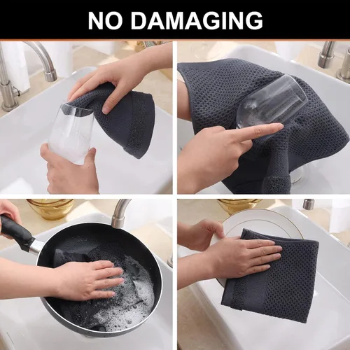 Miniatura 3 de Homaxy Toallas de cocina 100% algodón con tejido gofre, 13 x 28 pulgadas, súper absorbentes y lavables a máquina, para secar platos, paquete de 4