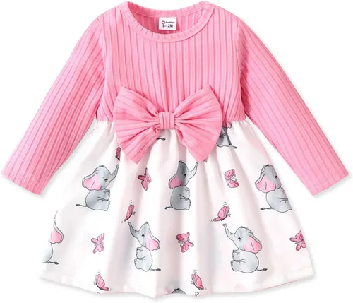 PATPAT Baby Girl Dress Infant Girls Long Sleeve Baby Fall Winter Dress