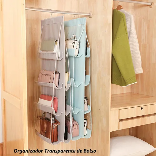 Miniatura 4 de AARAINBOW 1 paquete de organizador de bolso colgante para bolso, organizador de bolsas para bolso, 8 bolsillos, armario, armario, ahorro de espacio