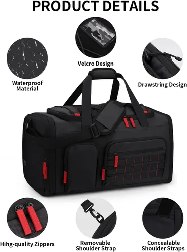Miniatura 3 de Bolsas de gimnasio para hombres y mujeres, bolsa de viaje deportiva de 45 litros con compartimento para zapatos, mochila de noche 3 en 1