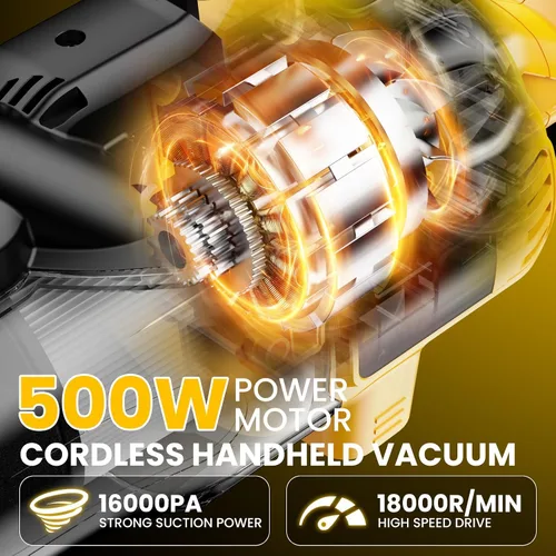 Miniatura 2 de Aspiradora inalámbrica para batería Dewalt de 20 V, aspiradora de mano ligera 5 en 1 con potente motor de 500 W, aspiradora de mano portátil de 46