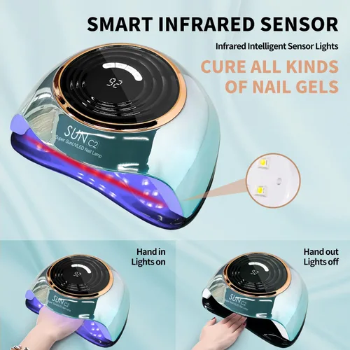 Miniatura 2 de Luz UV para Uñas 288W Lámpara de Uñas con 63 cuentas LED para esmalte de gel con pantalla LCD, sensor automático y 4 ajustes de temporizador