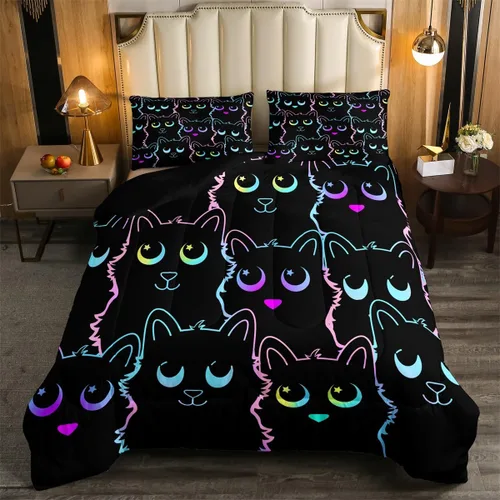 Miniatura 13 de Feelyou Juego de Edredón de Mariposas Coloridas Twin Patrón Impreso de Acuarela Arcoíris Ropa de Cama Acolchada para Dormitorio de Niñas Tie Dye
