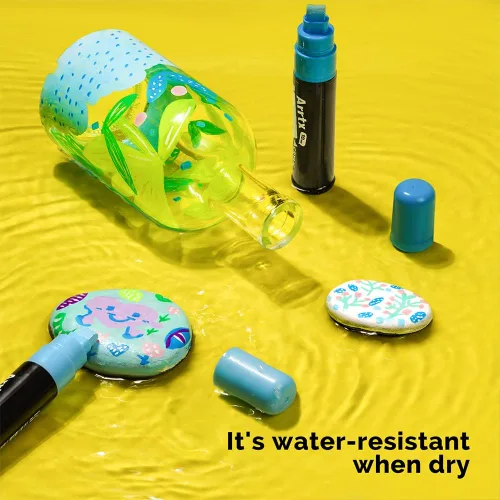 Miniatura 6 de Arrtx 10 marcadores de pintura acrílica jumbo, punta de fieltro de 0.59 pulgadas, impermeables, inodoros, no tóxicos, suministros de arte