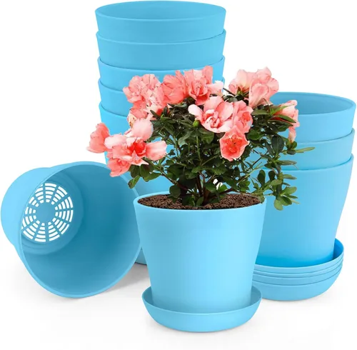 Miniatura 9 de OALCQ Macetas de 5 Pulgadas 24 Piezas, Macetas de Flores para Plantas de Interior, Macetas para Suculentas, Macetas Pequeñas con Drenaje, Macetas