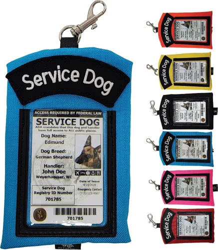 ActiveDogs - Funda para tarjeta de identificación para perro, soporte con clip para identificación y portaetiquetas con bolsillo con cremallera para