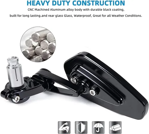 Miniatura 4 de Espejos retrovisores negros de 7/8" para extremo de manillar de motocicleta, CNC, compatibles con Honda GROM MXS125 CB500F, Yamaha MT-03 MT-07 FZ-07