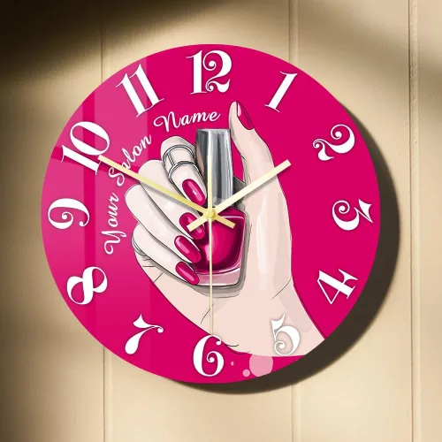 Miniatura 11 de Reloj de pared de salón de uñas de 12 pulgadas, nombre personalizado, regalo de técnico de uñas, reloj de pared silencioso sin tictac, funciona
