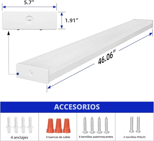 Miniatura 6 de hykolity Luz envolvente LED de 4 pies, 40 W, 4400 lm, 4000 K, [equivalente a 2 lámparas fluorescentes de 32 W], lámpara LED envolvente de 4 pies