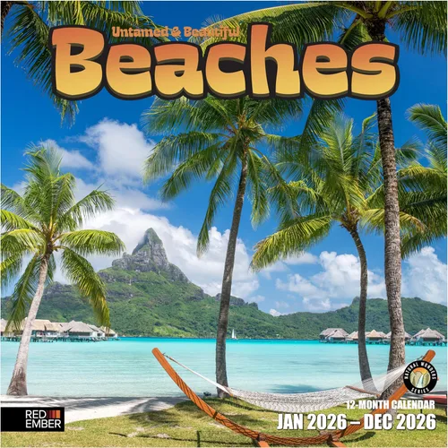 RED EMBER Untamed & Beautiful Beaches - Calendario de pared 2026 de 12 meses | 12 x 24 pulgadas abierto | Papel grueso y resistente | Regalo |