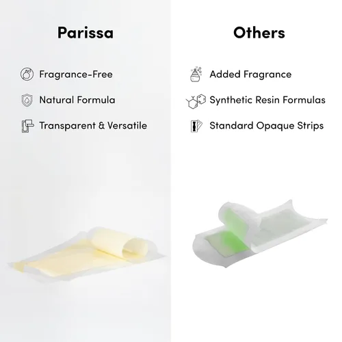 Miniatura 9 de Parissa Tiras naturales de cera para piernas y cuerpo Tiras grandes listas para usar, aptas para principiantes y suaves para pieles sensibles