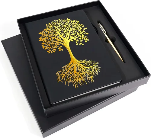 Miniatura 12 de Veway Juego de regalo de diario y bolígrafo de mandala - Diario de cuero vegano con bolígrafo - Diario profesional para mujeres u hombres - Juego
