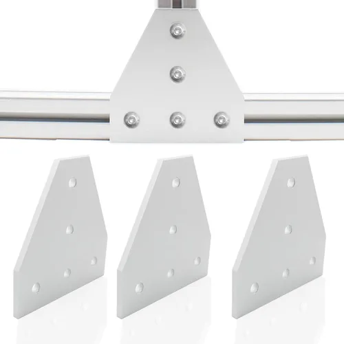 Miniatura 3 de 10 piezas 2020 placa de unión de placa de unión de aluminio en forma de T, conector de extrusión de aluminio de 5 agujeros con 50 tuercas en T, 50