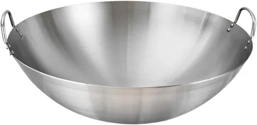 Cabilock Sartén de acero inoxidable Wok de gran tamaño Sartén china Wok Manijas Estufa de inducción Estufa eléctrica de gas