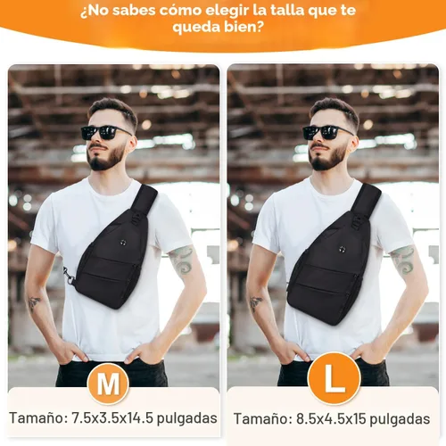 Miniatura 6 de Pritent Bolsos cruzados para mujeres y hombres, mochila de moda, bolsa casual para el pecho con correa de hombro convertible Negro