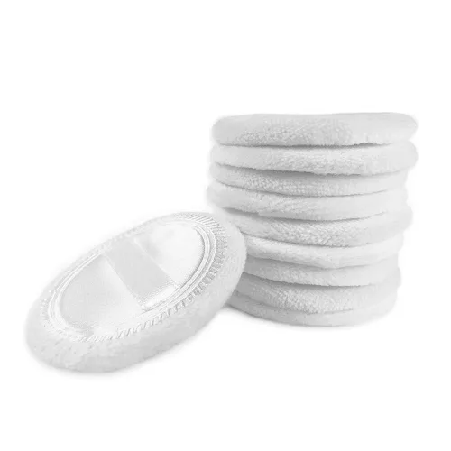 Miniatura 6 de 10pcs Powder Puff Algodón Cosmético Polvo Facial Maquillaje Almohadillas con Cinta para Suelta y Base 2.36 Pulgadas (Blanco)