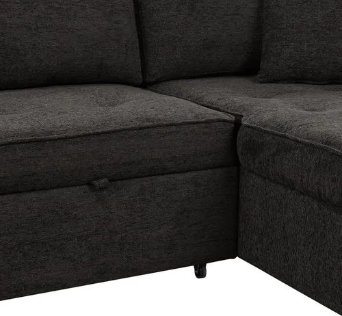 Miniatura 10 de Sofá cama modular reversible de 104.5 pulgadas con cama extraíble, sofá modular convertible en forma de L con diván de almacenamiento y 2 taburetes
