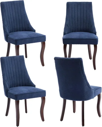 Miniatura 14 de Juego de 2 sillas de comedor, cómodas sillas decorativas tapizadas en tela para cocina y sala de estar, sillas de comedor con acolchado acanalado