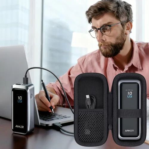 Miniatura 9 de Estuche de viaje rígido Khanka de repuesto para banco de energía portátil Anker Prime, 20100mAh 220W(A110B) /20000mAh,200W(A1336), solo estuche Negro