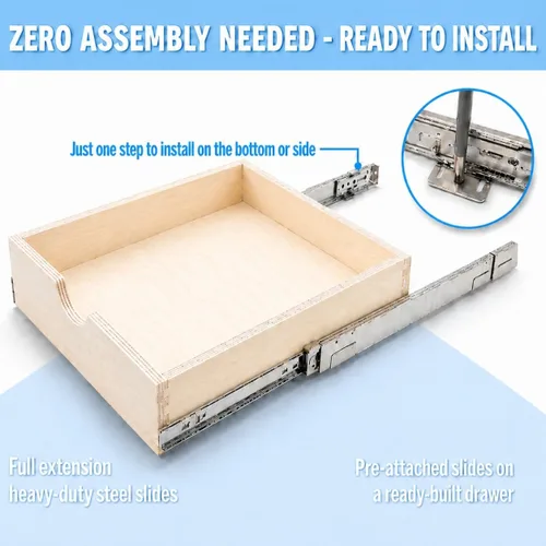 Miniatura 4 de Couver Cajones extraíbles para armarios, estantes de madera deslizables de cierre suave organizador de almacenamiento para cocina, acabado