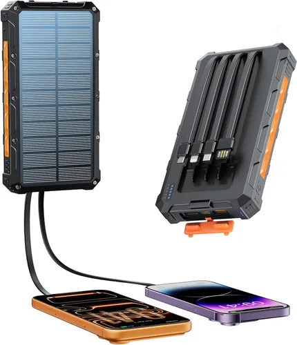 Miniatura 15 de Cargador solar-banco de energía – Cargador de batería solar de 20000 mAh, cargador de batería solar, cables integrados de carga rápida de 20 W