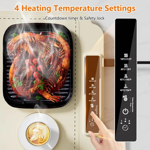 Miniatura 3 de Tapete de calentamiento para alimentos, bandeja de calentamiento eléctrica, bandeja de calentamiento eléctrico de grafeno de superficie completa
