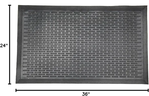 Miniatura 2 de Ottomanson Bandeja de goma antideslizante para interiores y exteriores, fácil de limpiar, impermeable, 16 x 32 pulgadas, bandeja negra