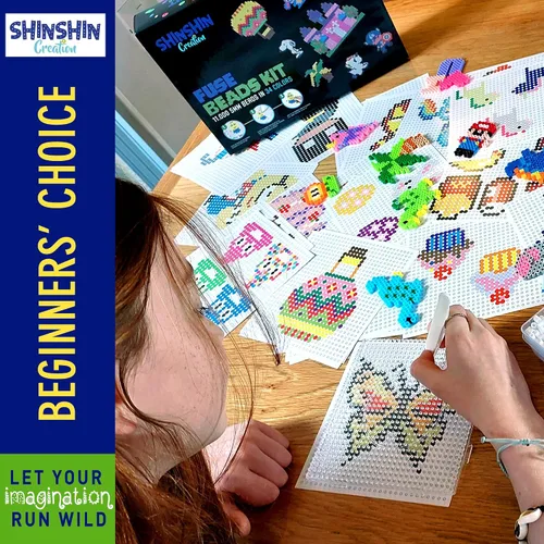 Miniatura 5 de Kit XL de cuentas de fusible, cuentas de fusión para manualidades infantiles Kit de planchado para niños - Cuentas de fusible, compatibles