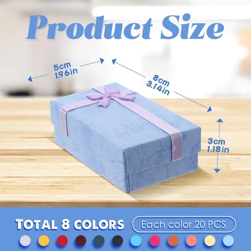 Miniatura 2 de Batiyeer Juego de cajas de regalo de joyería, cajas de cartón de regalo pequeñas vacías para embalaje de joyas con lazo de cinta para aniversarios