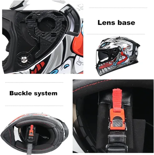Miniatura 6 de Cascos de motocicleta de cara completa, casco de motocicleta aprobado por ECE/DOT con viseras dobles, casco de motocicleta de cara completa para J