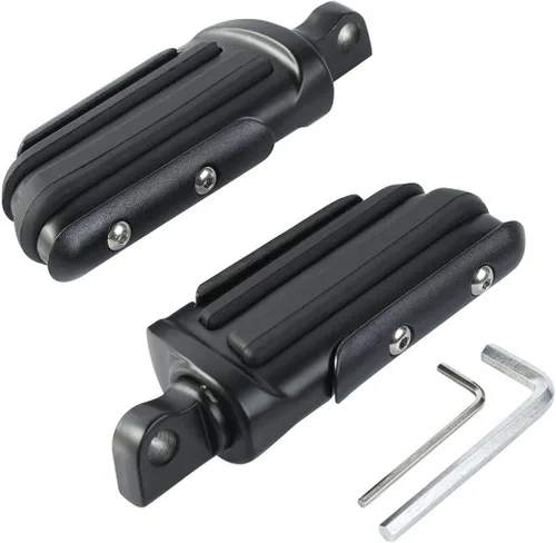 Miniatura 11 de TCMT Juego de reposapiés de motocicleta StreamLiner con incrustaciones de goma negra para modelos Harley Touring y Softail de 1986 en adelante