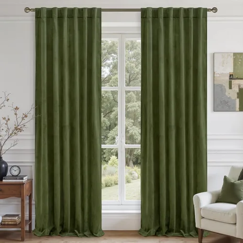Miniatura 19 de LAMIT - Paneles de terciopelo beige para sala de estar de 72 pulgadas de largo, elegantes cortinas aisladas térmicamente e insonorizadas