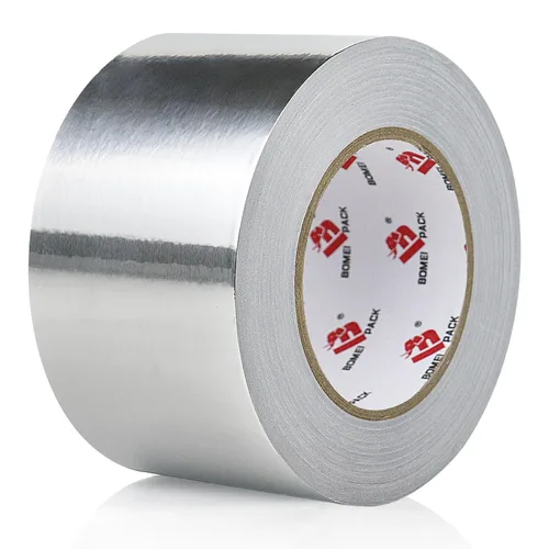 BOMEI PACK Cinta de lámina de aluminio, cinta de conducto de metal resistente, cinta plateada de alta temperatura, perfecta para sellar y reparar,