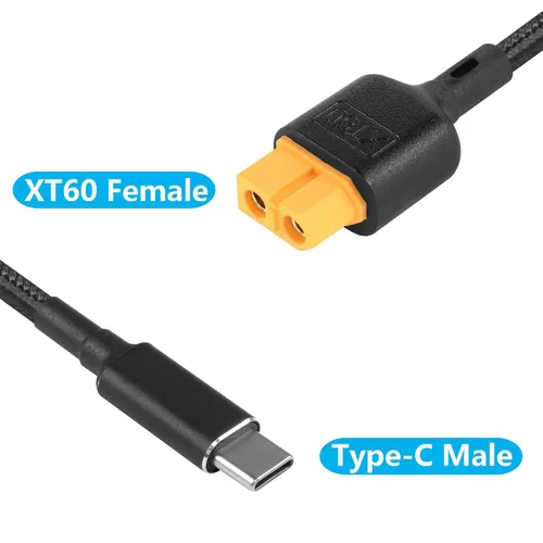 Miniatura 2 de SinLoon Cable de carga tipo C a XT60 de 39.3 pulgadas USB C a XT60 hembra Cable adaptador para dron, modelo, energía de almacenamiento de energía
