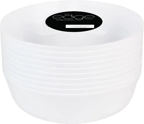 Miniatura 5 de [Paquete de 30 Tazones de 16 OZ] Edge Collection Tazones de Plástico Blanco para Fiestas Vajilla Desechable Elegante de Peso Pesado Premium